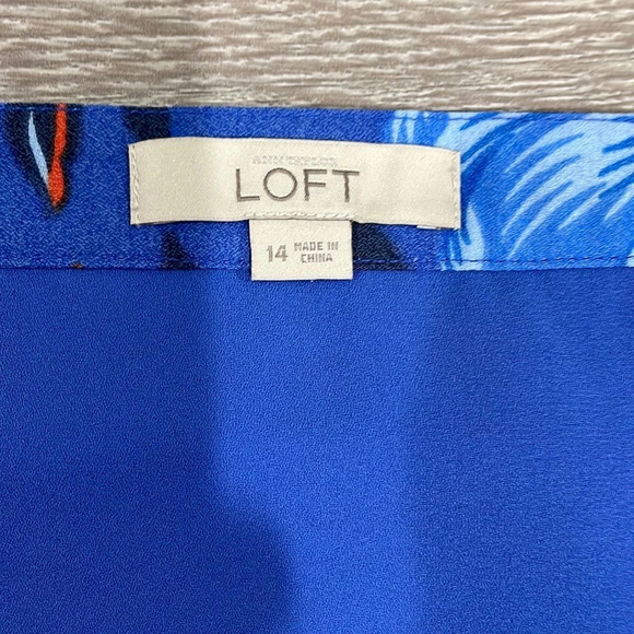 Ann Taylor LOFT Floral Tiered Mini Skirt Blue and Red 14 - Picture 7 of 11